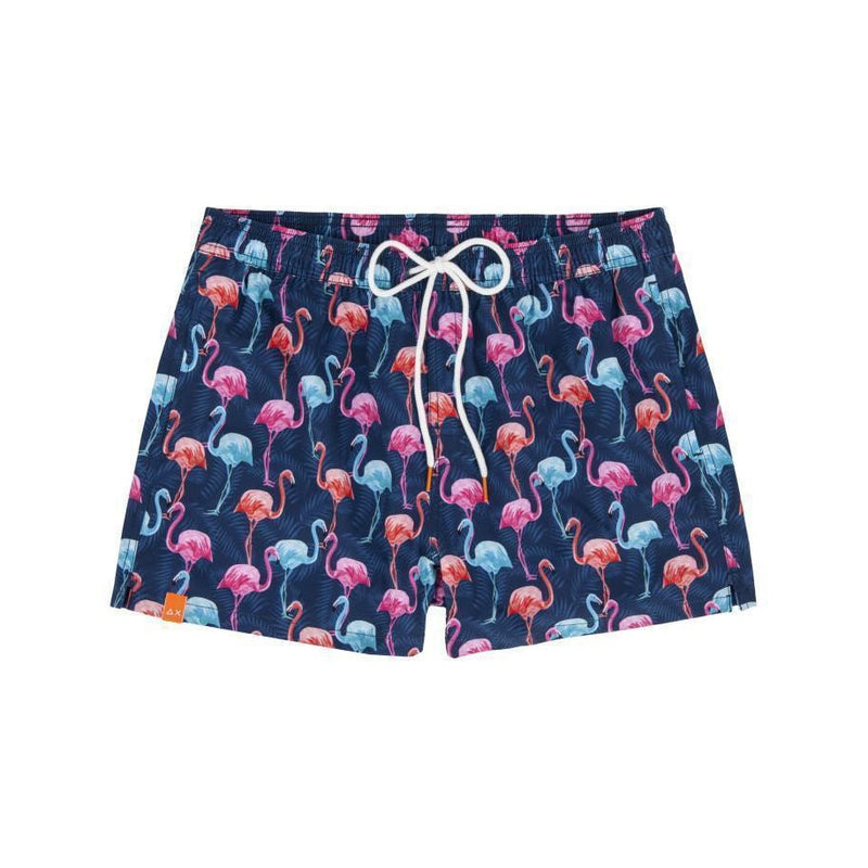 BEACHWEAR MAN NAVY BLUE ORANGE - SWIM PANT BIG PRINT H19116 - Linassi