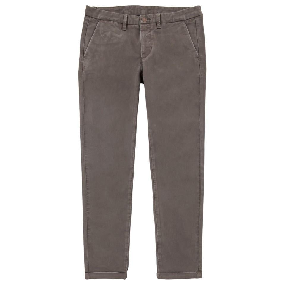 MAN CHINO STRETCH COTTON TROUSERS - MUD - Linassi