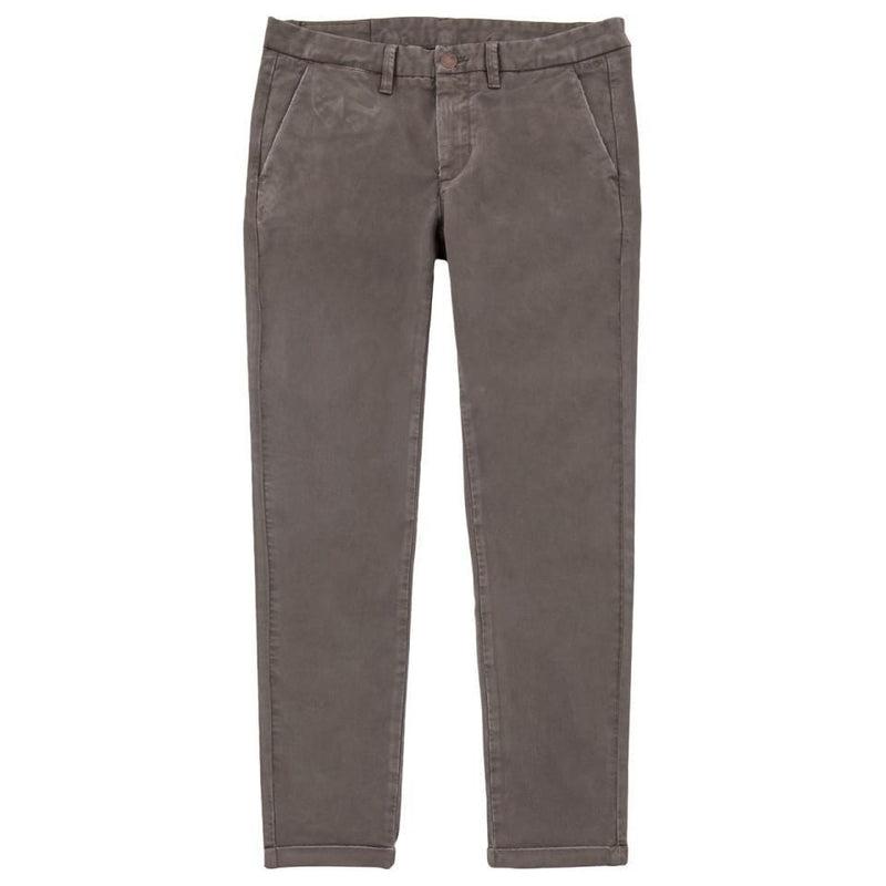 MAN CHINO STRETCH COTTON TROUSERS - MUD - Linassi