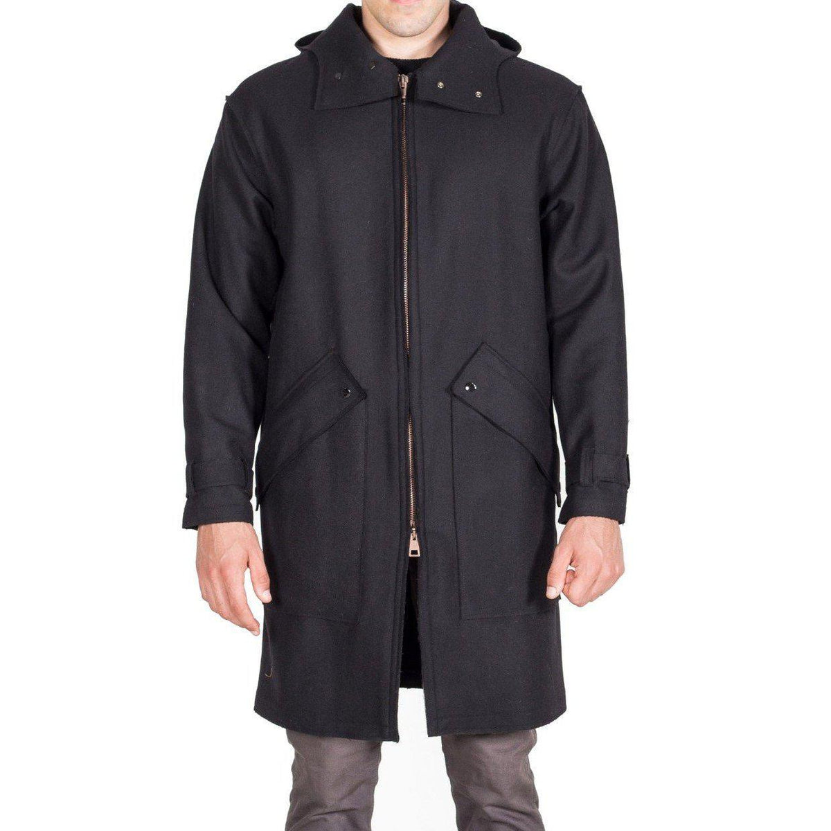 MAN OVERCOAT PARKA IN VIRGIN WOOL BLEND BLACK - RUGGERO 18WPURUGTFEL - Linassi