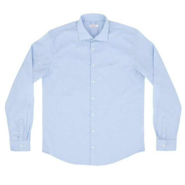 MAN SLIM FIT STRETCH COTTON SHIRT LIGHT BLUE - SHIRT OXFORD L/S  S19101 - Linassi