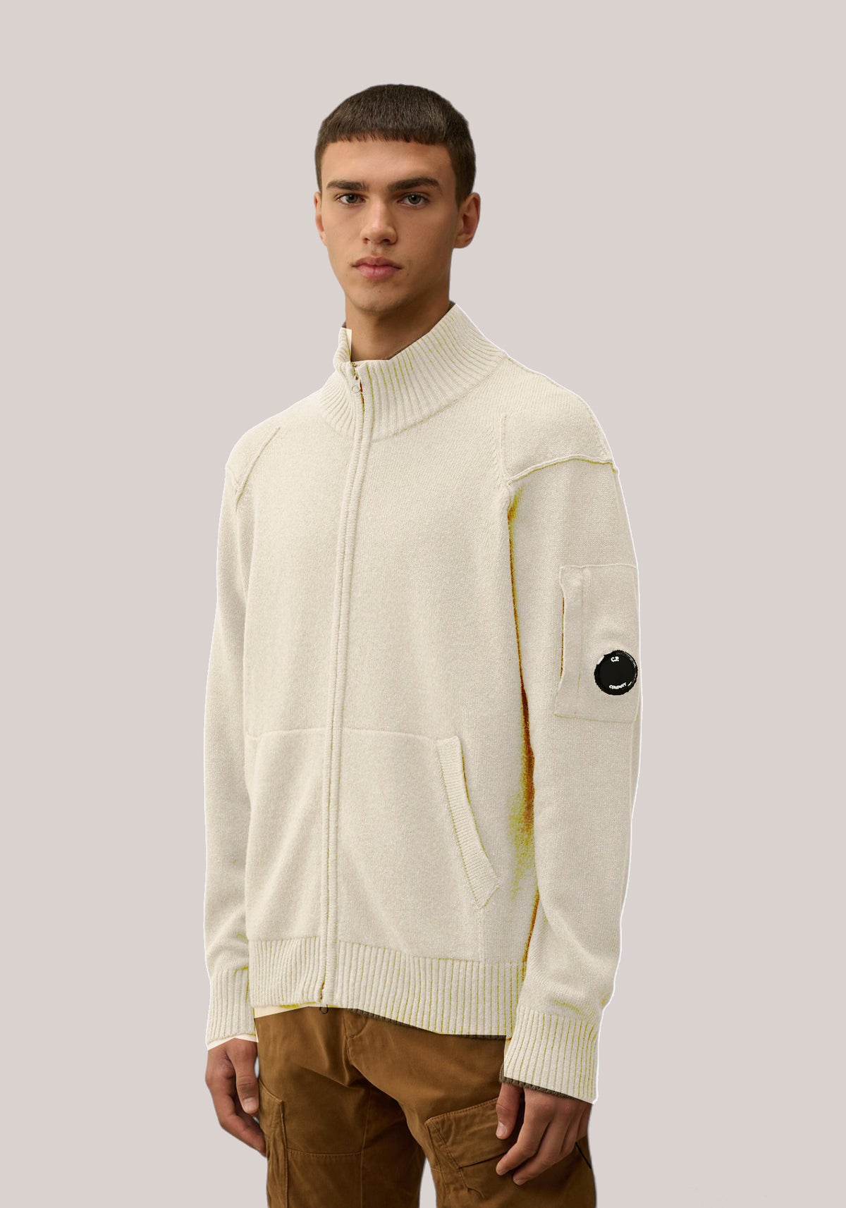 MAGLIA UOMO FULL ZIP GAUZE WHITE