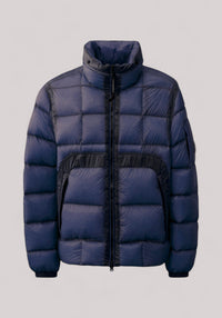 GIACCONE UOMO D.D. SHELL HOODED SHORT DOWN JACKET ESTATE BLUE