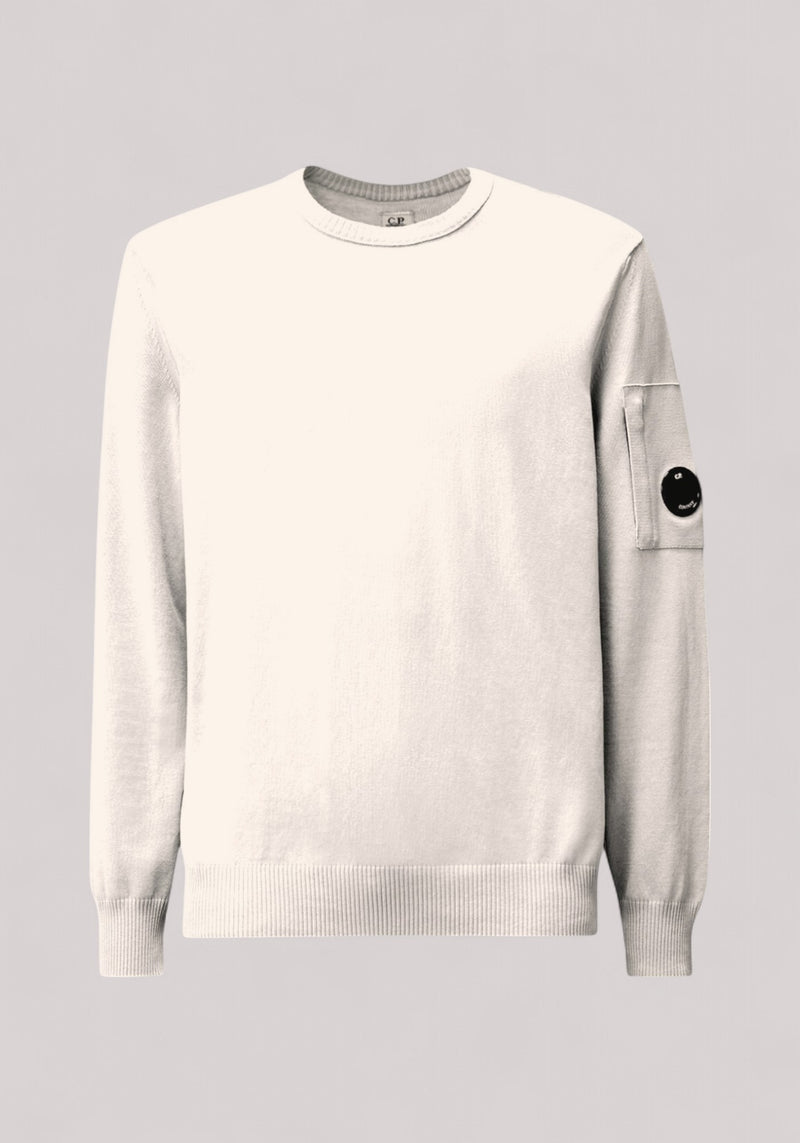 MAGLIA UOMO GIROCOLLO COTTON CREPE LENS KNIT GAUZE WHITE