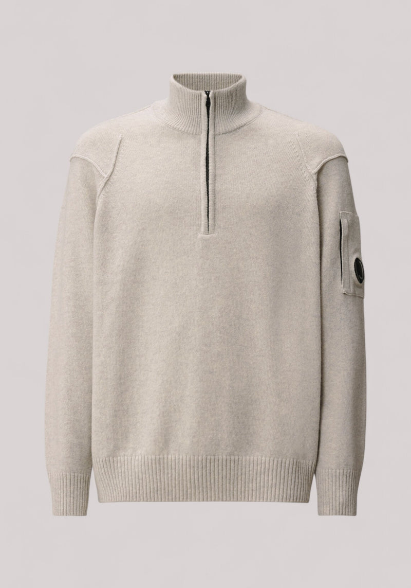 MAGLIA UOMO CON ZIP OFF WHITE MELANGE -  19CMKN709A110149A M13