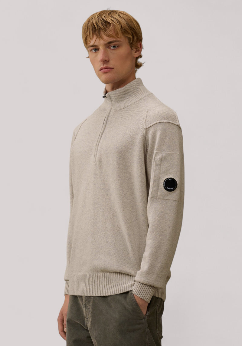 MAGLIA UOMO CON ZIP OFF WHITE MELANGE -  19CMKN709A110149A M13
