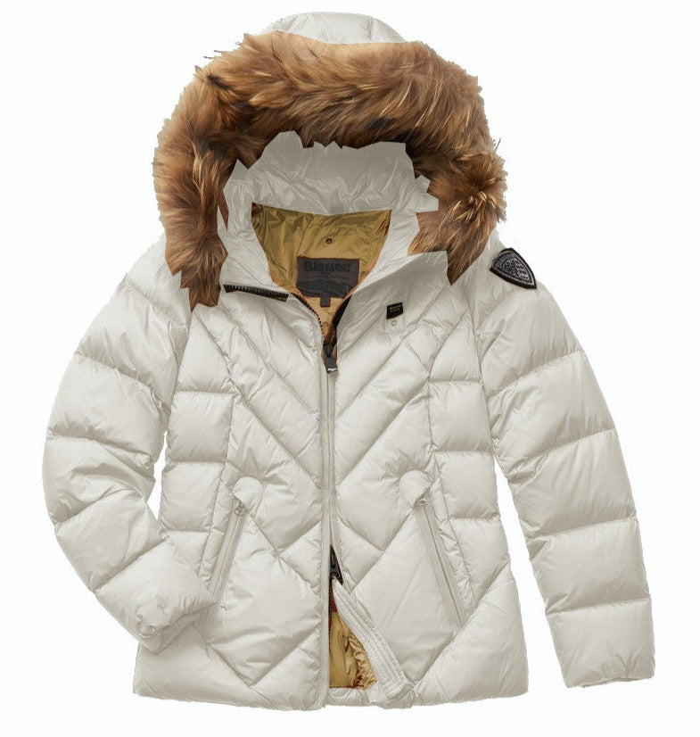 GIUBBINO DONNA CORTO IN PIUMA BIANCO NEVE - 23WBLDC03141 006047 102TT - Linassi