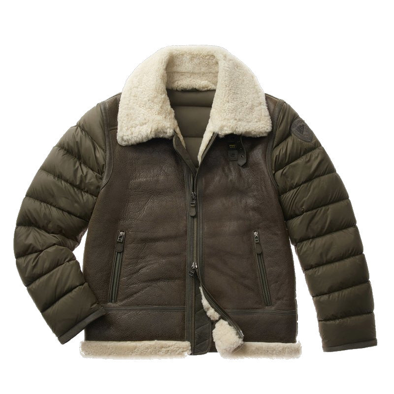 GIUBBINO UOMO IN PELLE IMBOTTITO OLIVA SCURO - 23WBLUL01263 006667 659 - Linassi