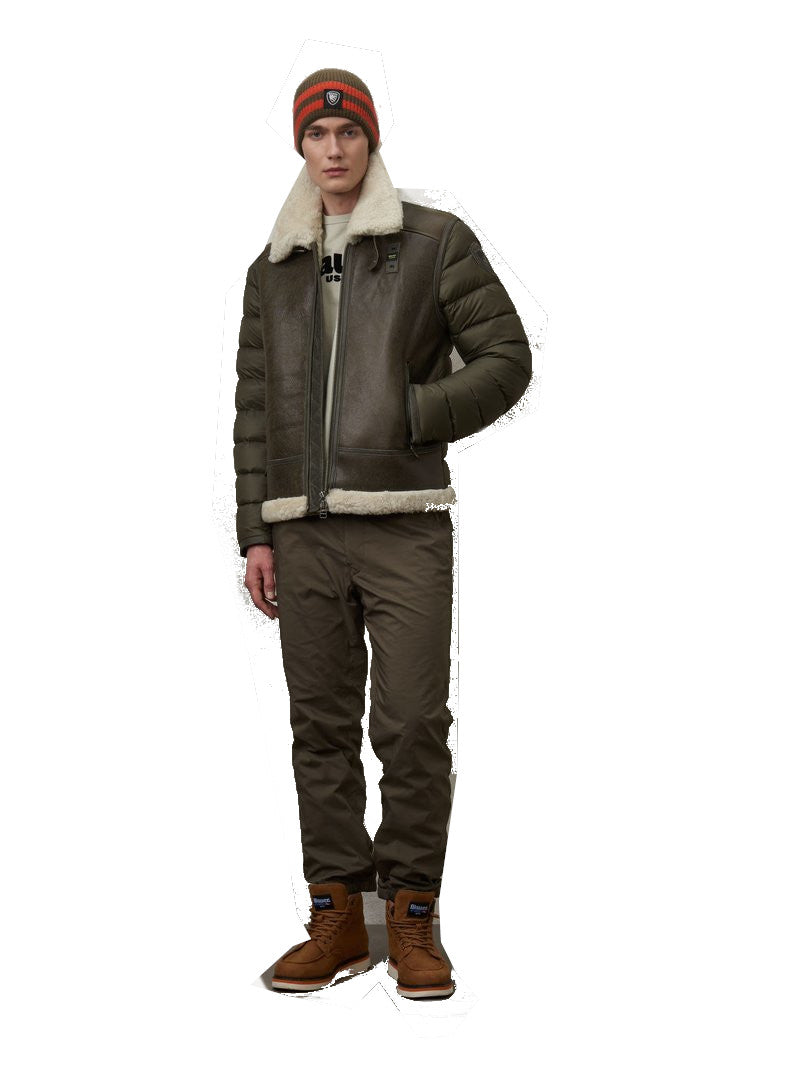 GIUBBINO UOMO IN PELLE IMBOTTITO OLIVA SCURO - 23WBLUL01263 006667 659 - Linassi