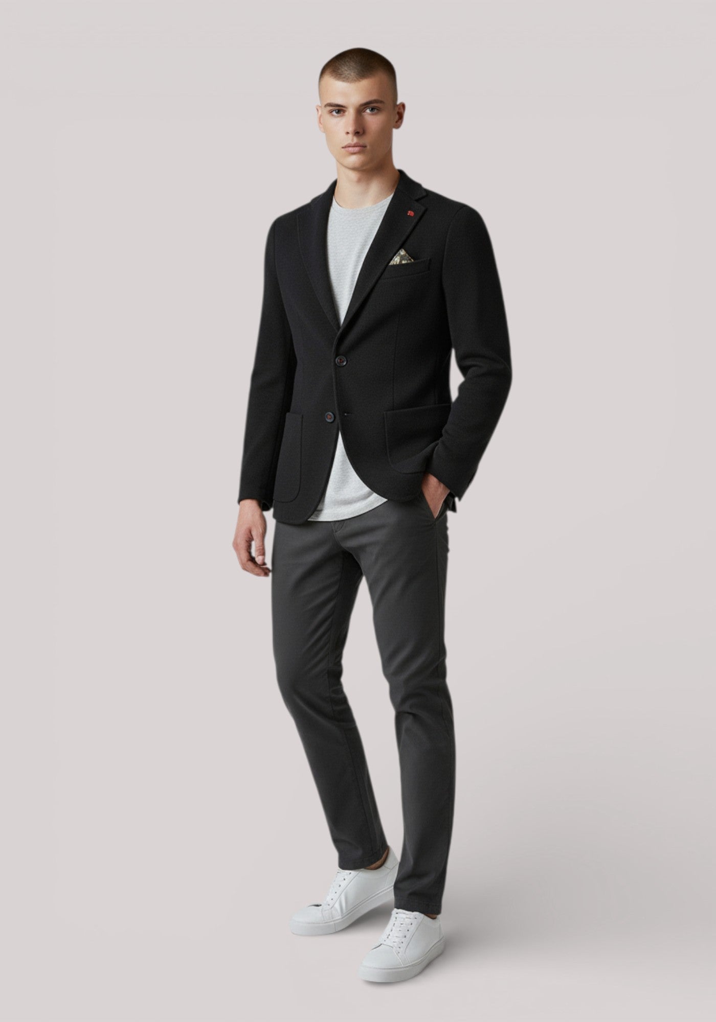 GIACCA UOMO SLIM FIT IN MISTO COTONE BLU - Linassi
