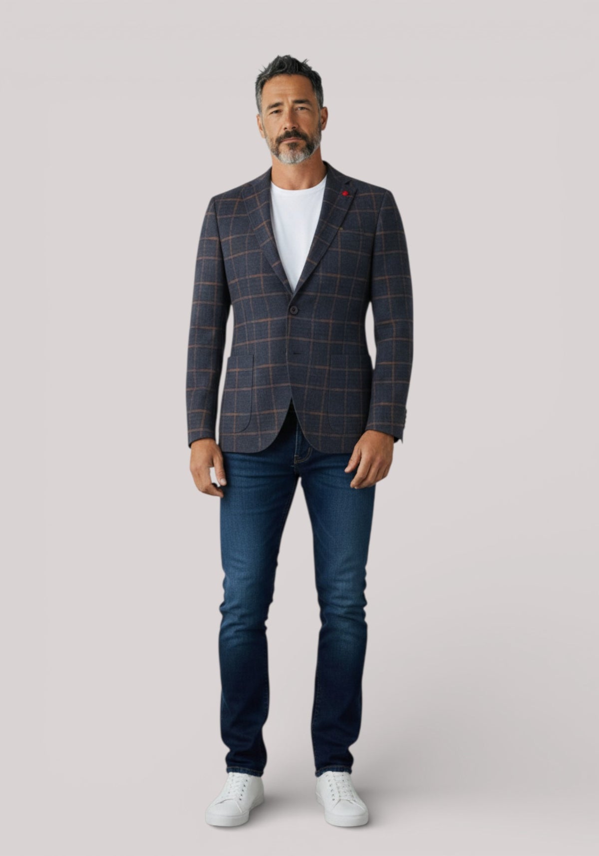 GIACCA UOMO SLIM FIT IN JERSEY BLU E MARRONE - Linassi