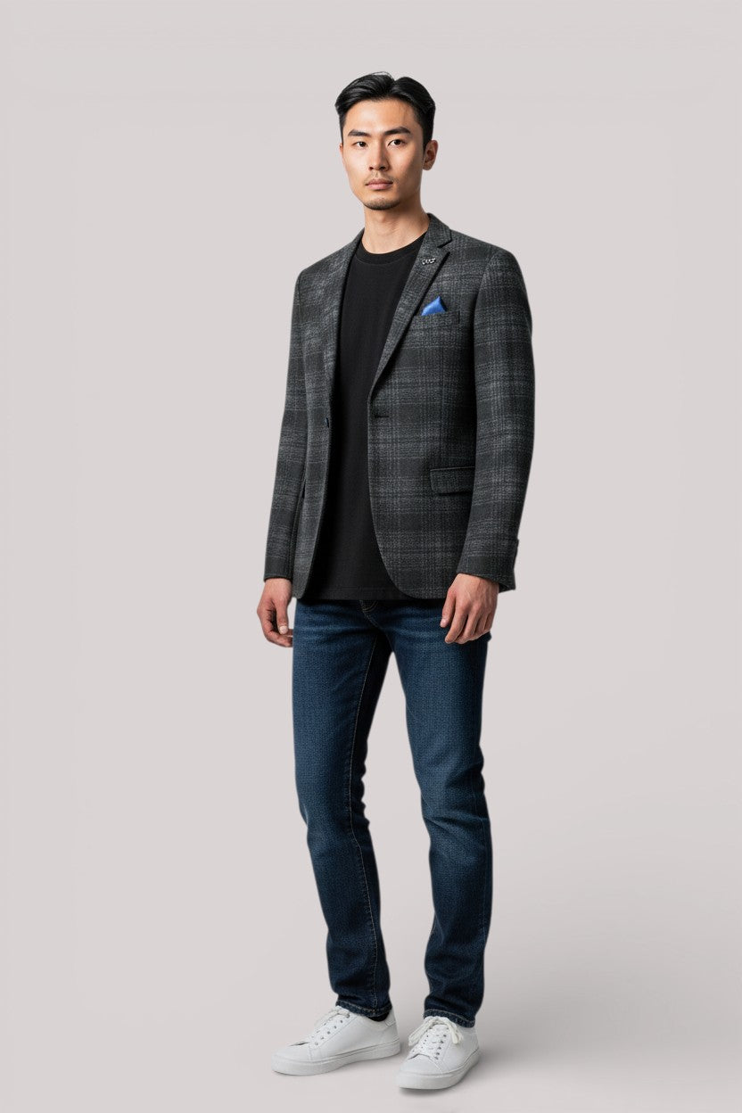 GIACCA UOMO SLIM FIT IN LANA BLU - G2069M 153661 - Linassi