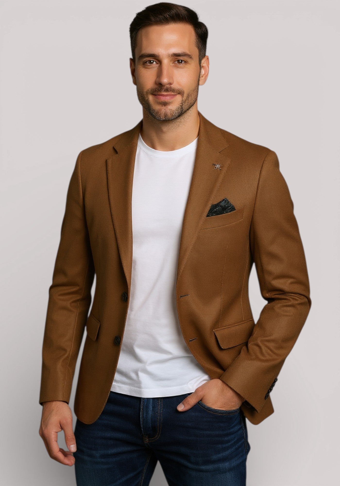 GIACCA UOMO SLIM FIT IN LANA CAMMELLO- 2932G2728TW 203507 - Linassi
