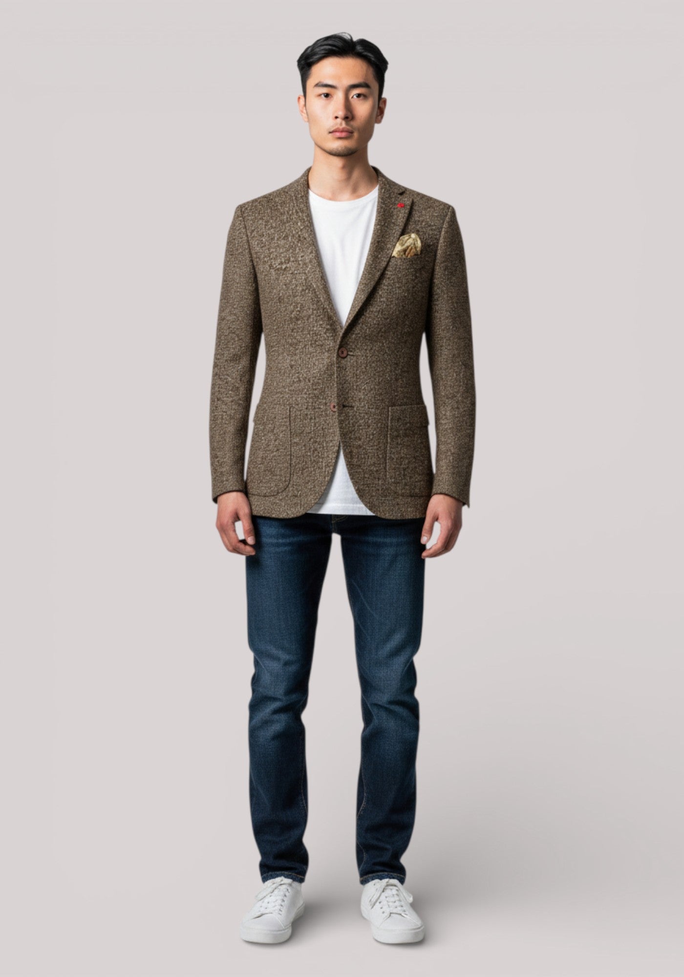 GIACCA UOMO SLIM FIT IN JERSEY MARRONE - Linassi