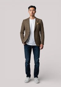 GIACCA UOMO SLIM FIT IN JERSEY MARRONE - Linassi