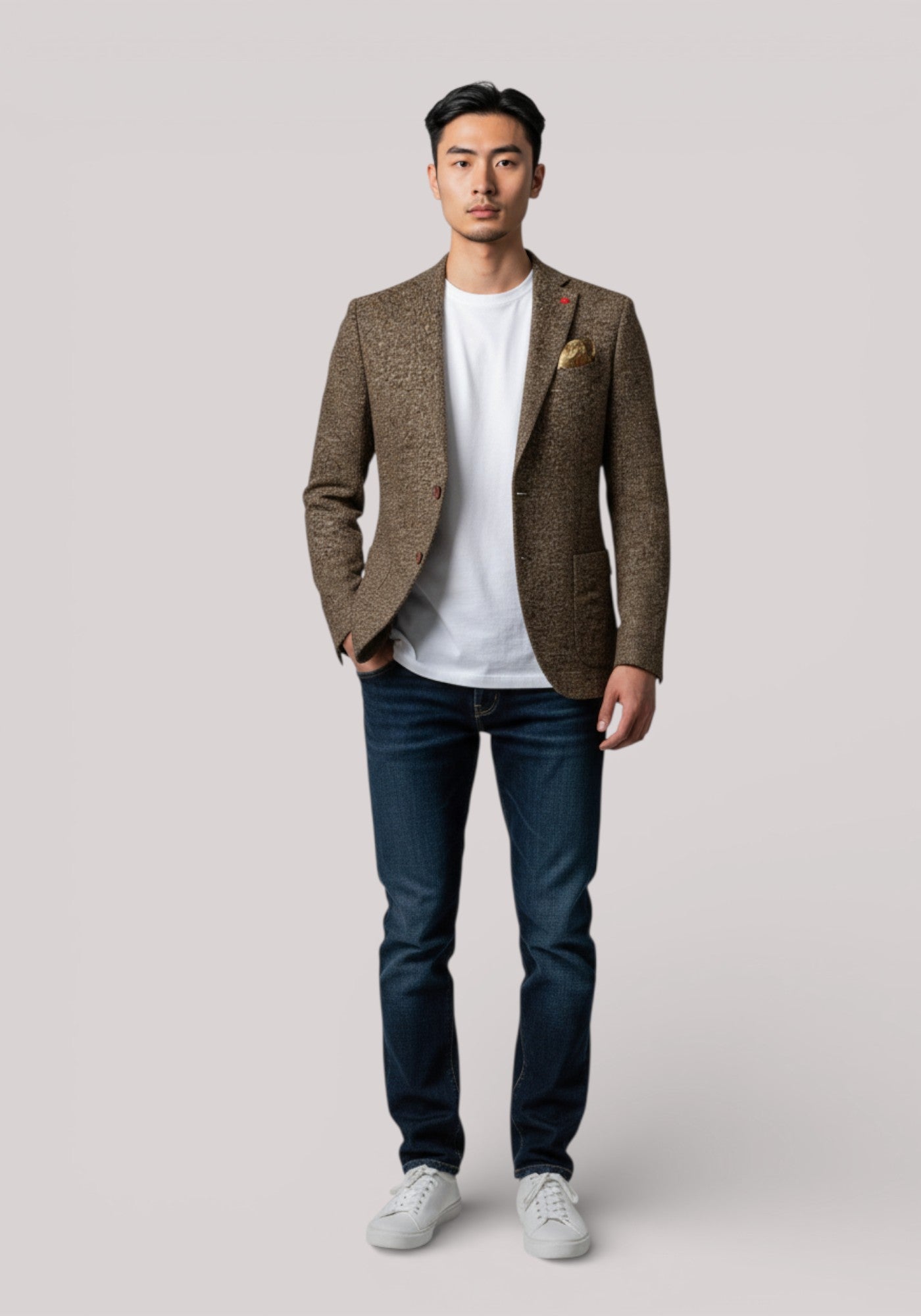 GIACCA UOMO SLIM FIT IN JERSEY MARRONE - Linassi