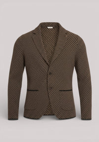 GIACCA UOMO IN MAGLIA BLU E MARRONE - Linassi