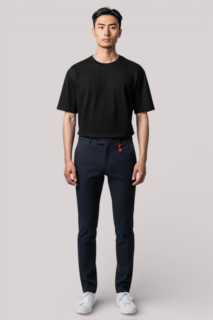 PANTALONE UOMO SLIM FIT IN JERSEY STRETCH BLU - Linassi