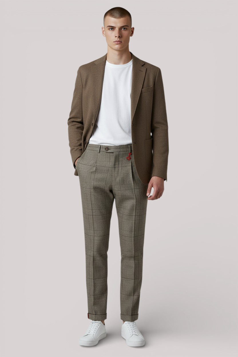 PANTALONE UOMO GALLES IN LANA STRETCH GRIGIO - Linassi