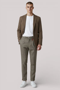 PANTALONE UOMO GALLES IN LANA STRETCH GRIGIO - Linassi