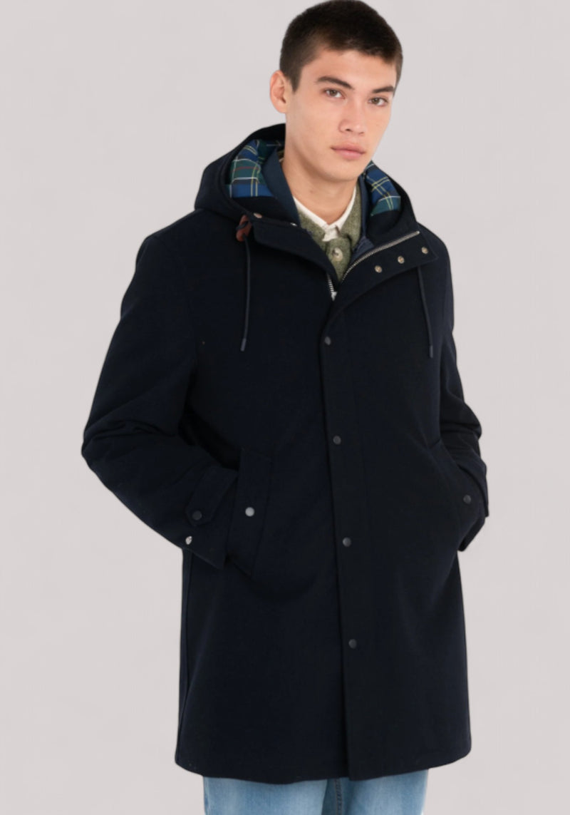 GIACCONE UOMO PARKA FLANELLA MISTO LANA NAVY