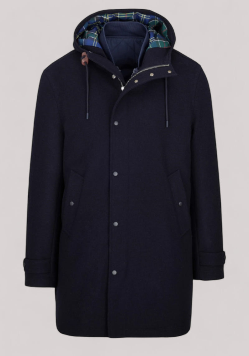 GIACCONE UOMO PARKA FLANELLA MISTO LANA NAVY