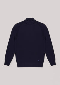 MAGLIA UOMO MOCK NECK IN PURA LANA NAVY