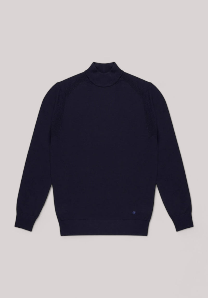 MAGLIA UOMO MOCK NECK IN PURA LANA NAVY