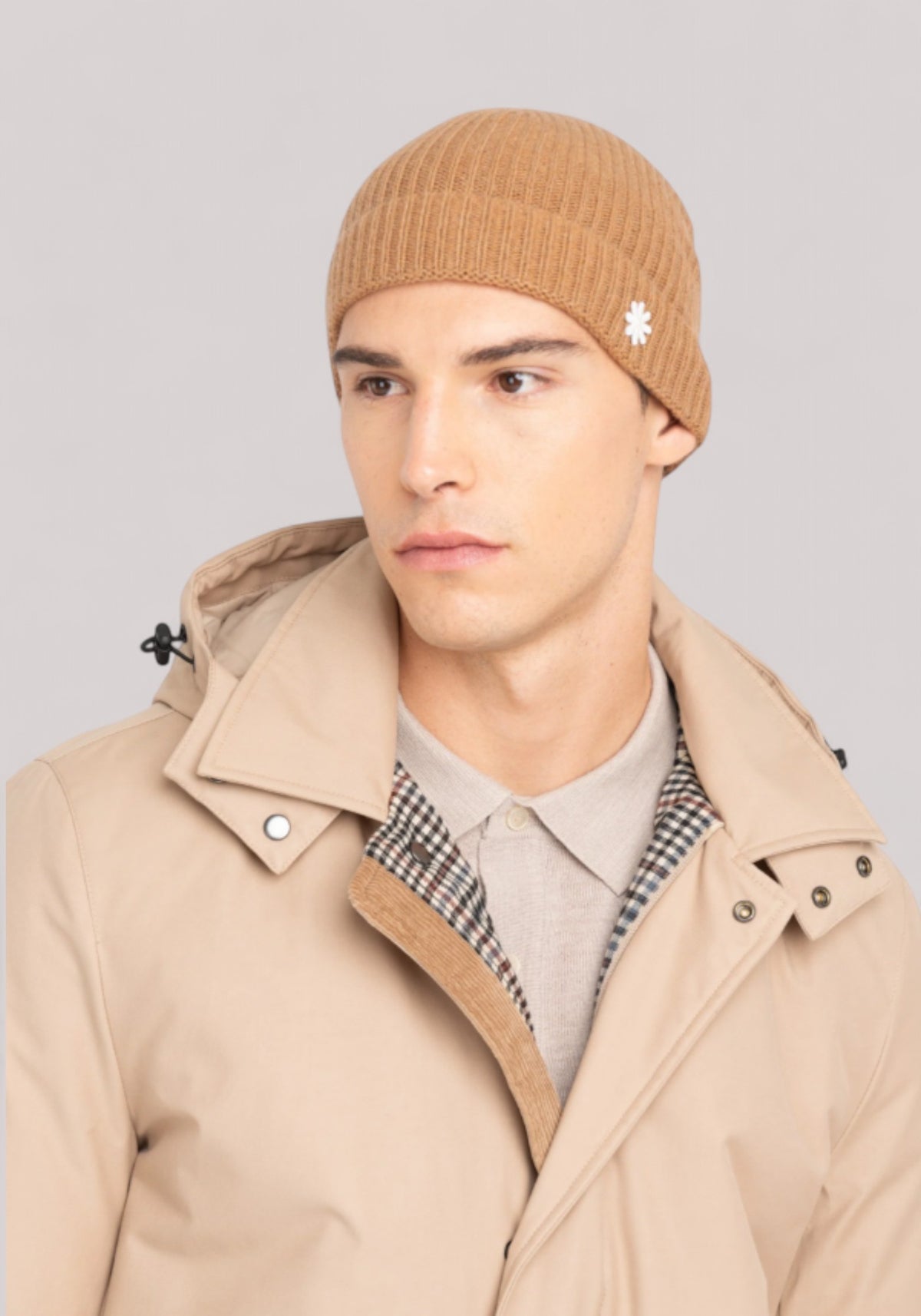 BERRETTO UOMO COSTA INGLESE MISTO CACHEMERE BEIGE