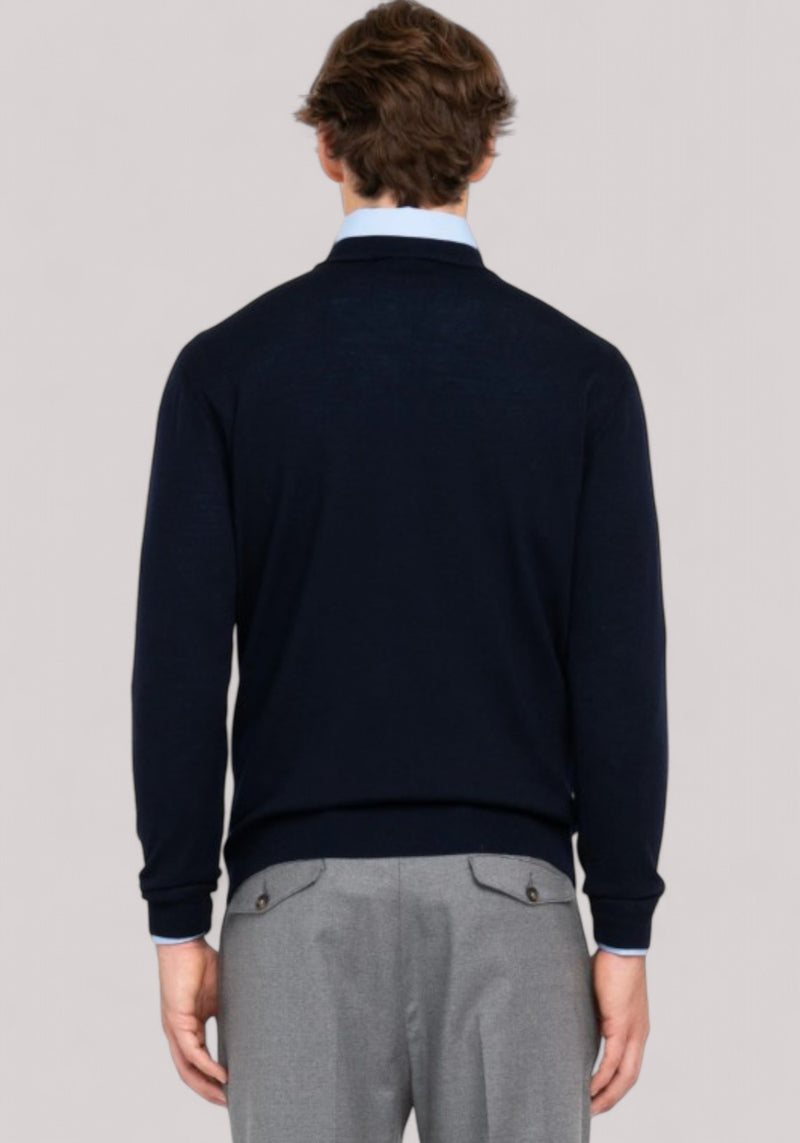 MAGLIA UOMO MOCK NECK IN PURA LANA NAVY