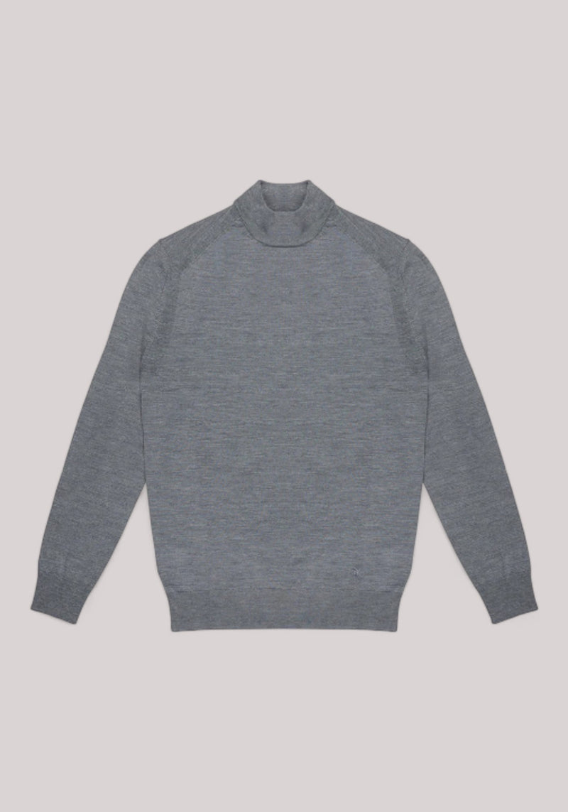 MAGLIA UOMO MOCK NECK IN PURA LANA GRIGIO