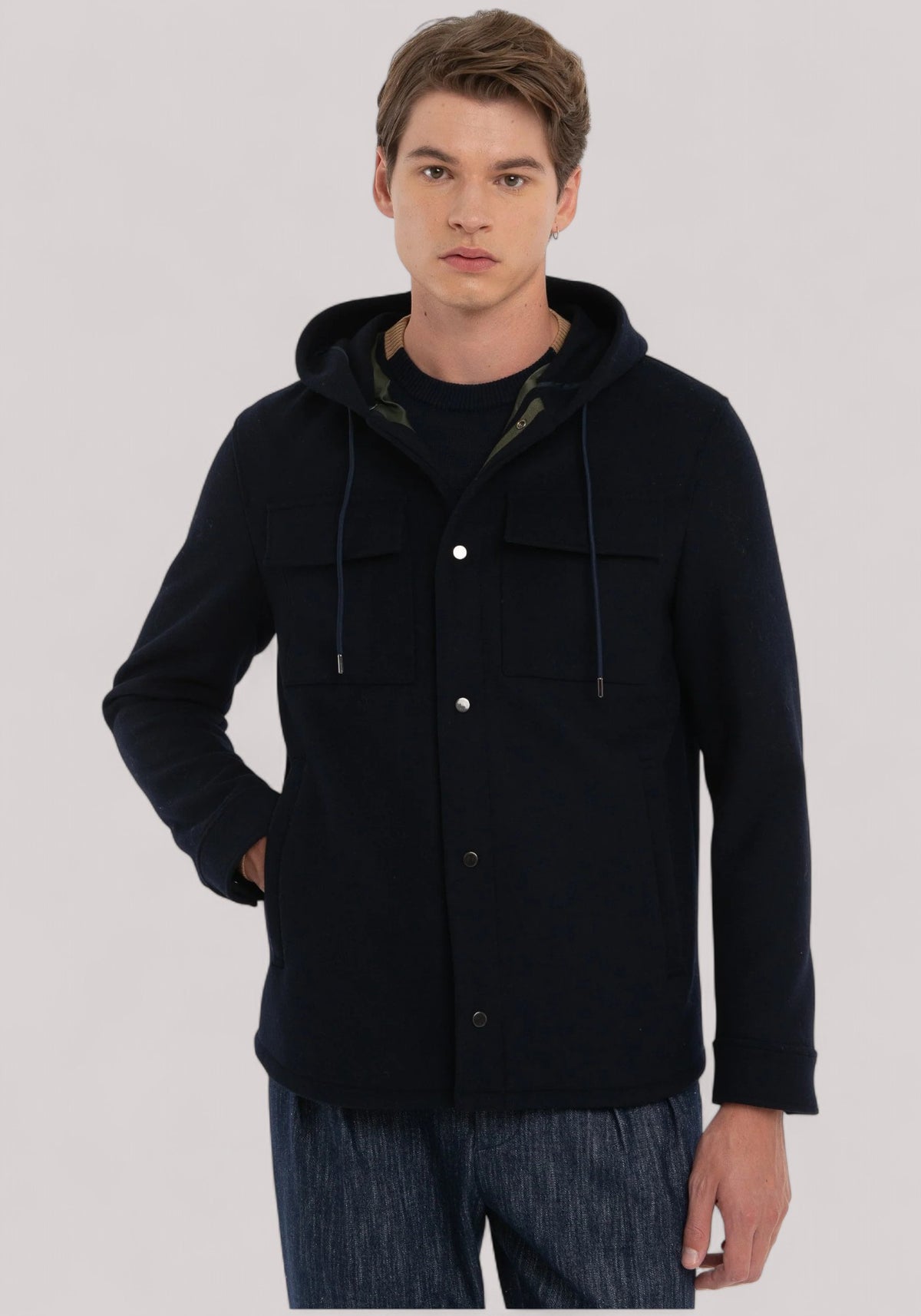 GIUBBINO UOMO CON CAPPUCCIO BLU