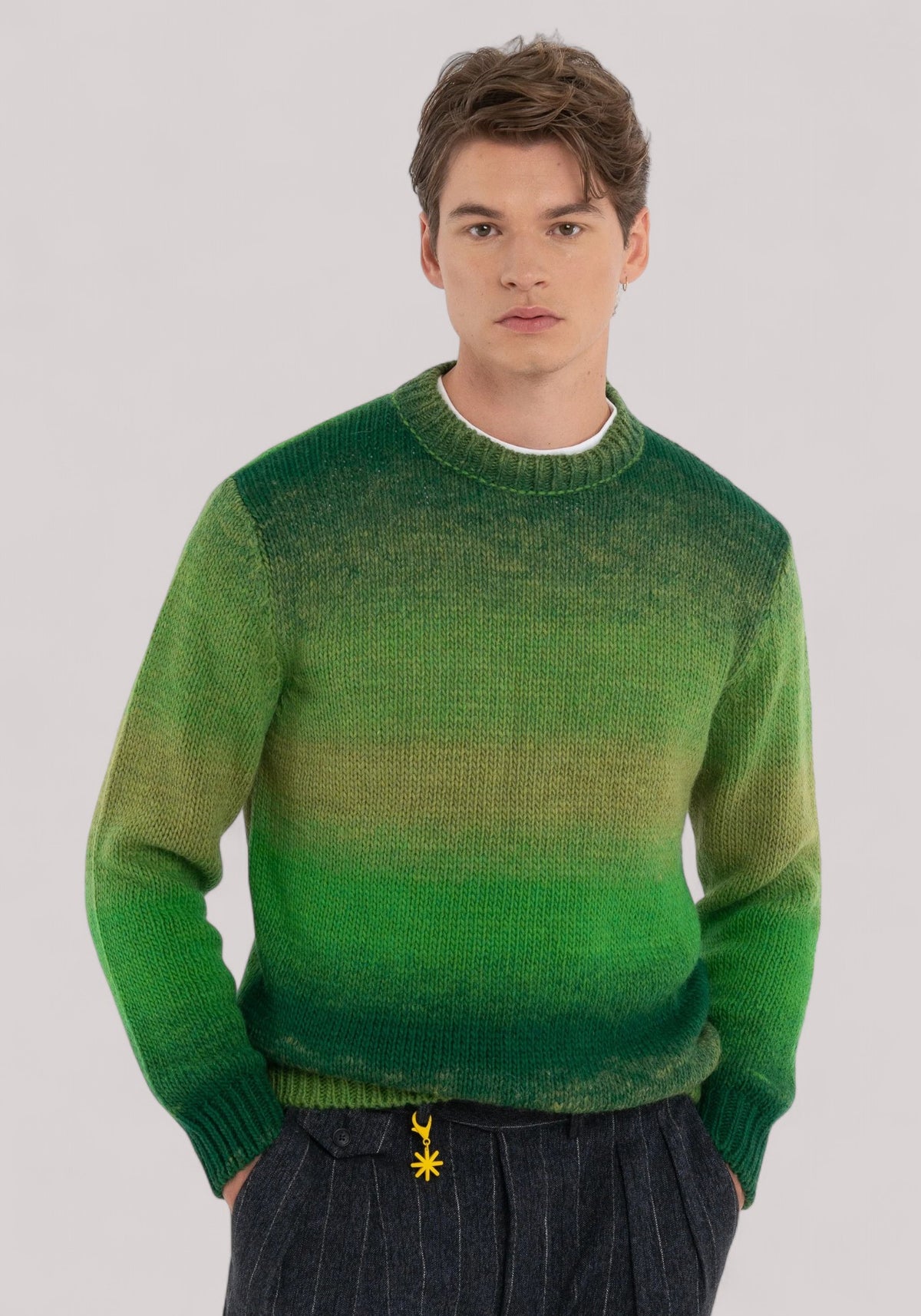 MAGLIA UOMO MISTO LANA DEGRADE VERDE