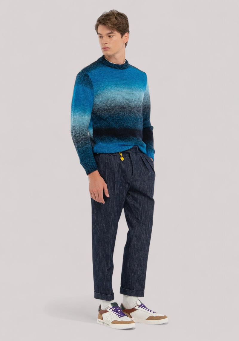 MAGLIA UOMO DEGRADE MISTO LANA BLU