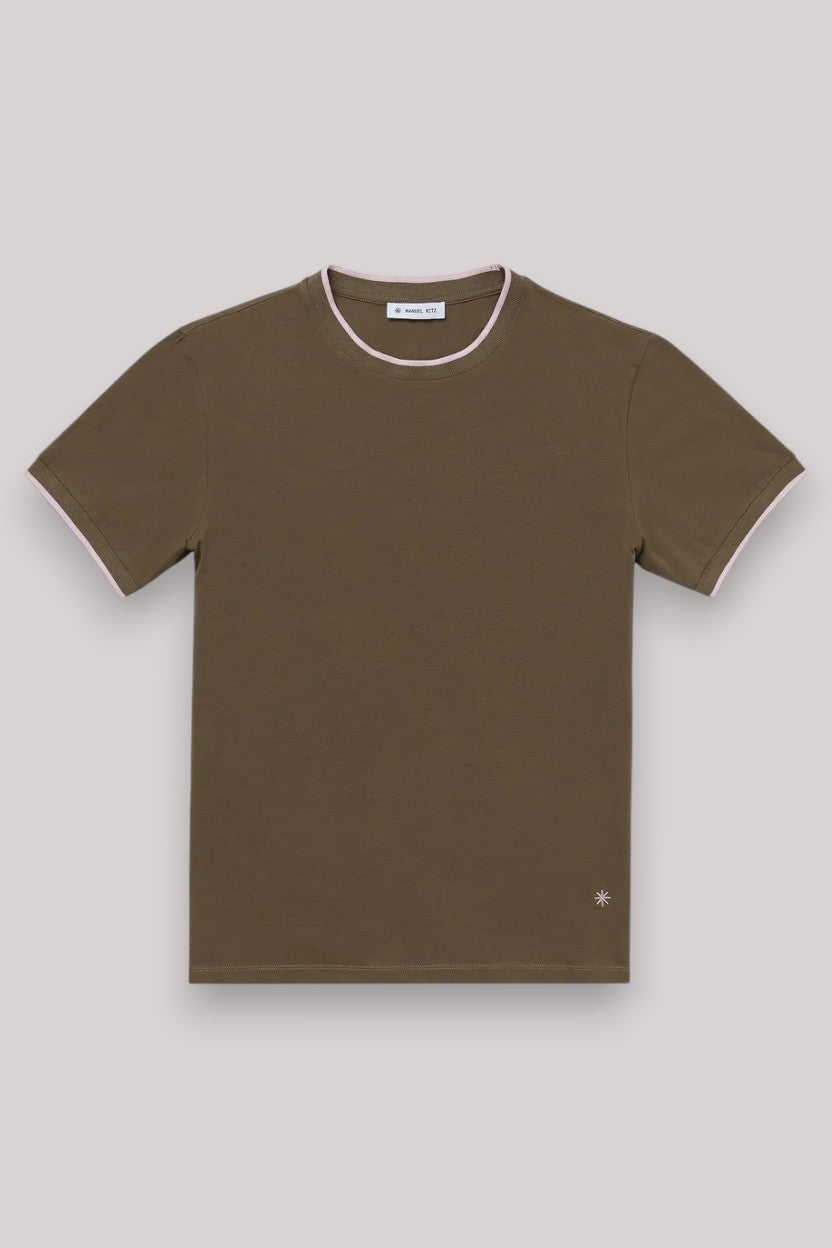 T-SHIRT UOMO JERSEY STRETCH MARRONE - Linassi