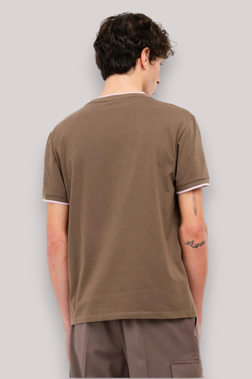 T-SHIRT UOMO JERSEY STRETCH MARRONE - Linassi