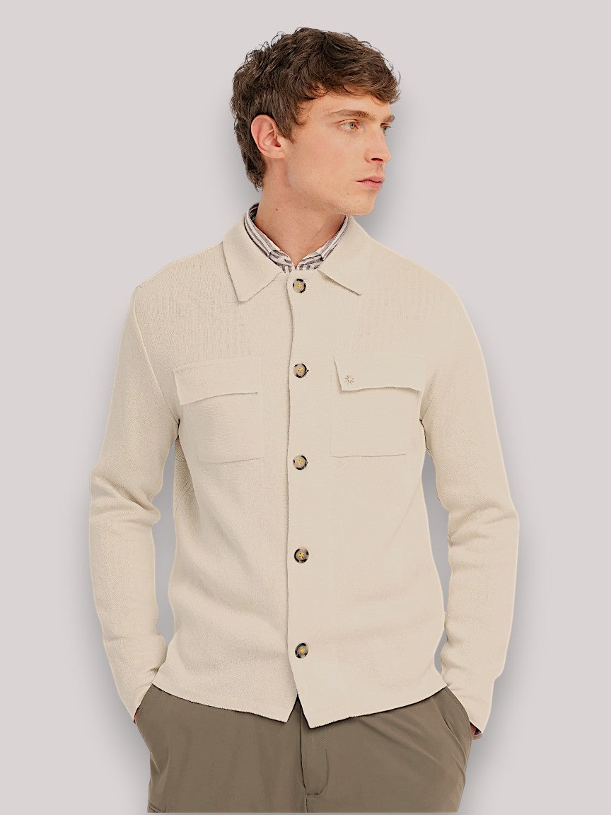 GIACCA MAGLIA UOMO MISTO COTONE SABBIA - Linassi