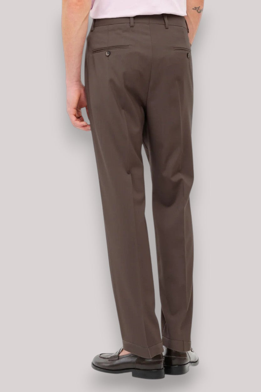 PANTALONE UOMO FRESCO LANA STRETCH MARRONE - Linassi