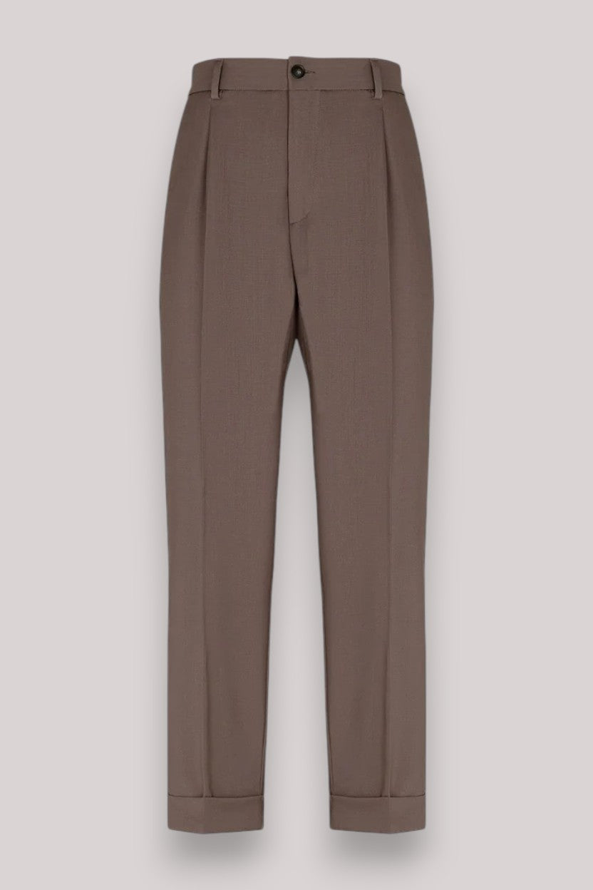 PANTALONE UOMO FRESCO LANA STRETCH MARRONE - Linassi