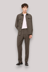 PANTALONE UOMO FRESCO LANA STRETCH MARRONE - Linassi