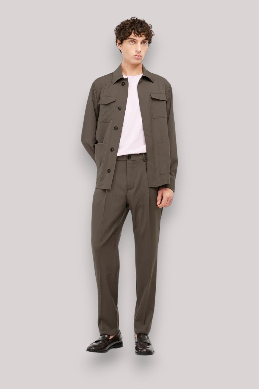 PANTALONE UOMO FRESCO LANA STRETCH MARRONE - Linassi