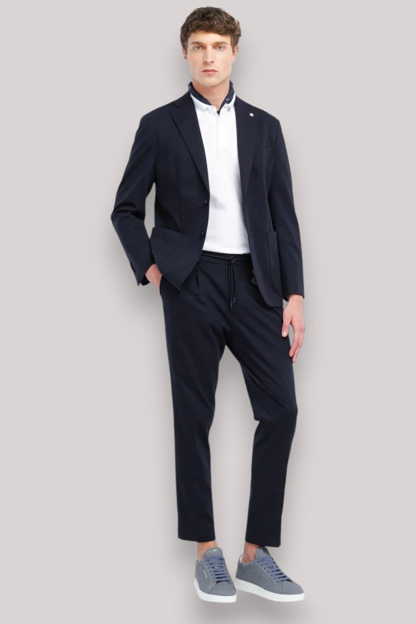 PANTALONE UOMOIN JERSEY NAVY BLUE - Linassi