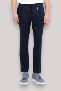 PANTALONE UOMOIN JERSEY NAVY BLUE - Linassi