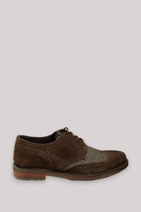 SCARPE UOMO IN TESSUTO FANTASIA E CAMOSCIO MARRONE 270 - Linassi