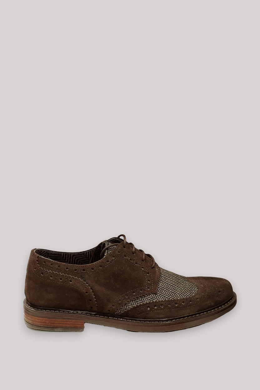 SCARPE UOMO IN TESSUTO FANTASIA E CAMOSCIO MARRONE 270 - Linassi