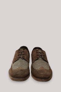 SCARPE UOMO IN TESSUTO FANTASIA E CAMOSCIO MARRONE 270 - Linassi
