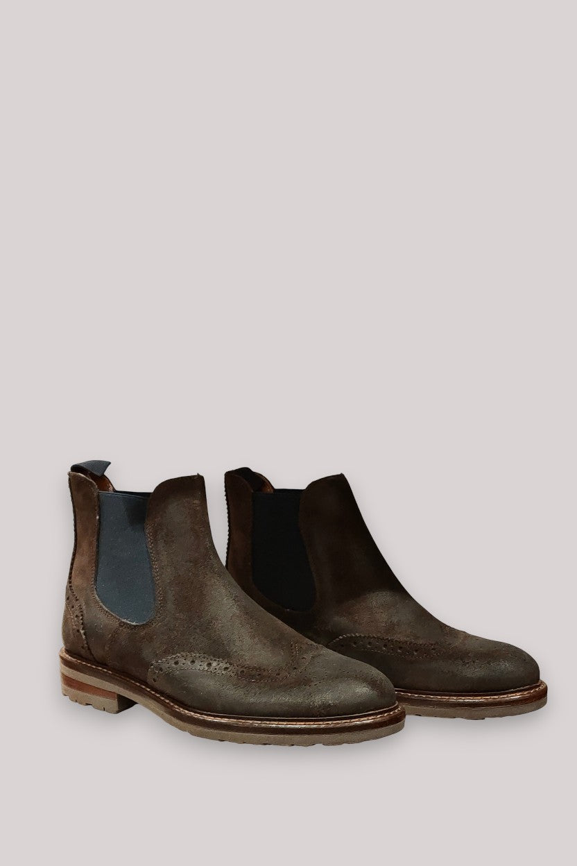 SCARPE UOMO BOOTS IN CAMOSCIO VINTAGE MARRONE 290 - Linassi