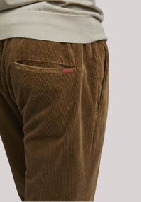 PANTALONE UOMO IN VELLUTO 500 RIGHE CON COULISSE TERRA