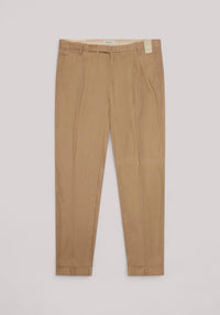PANTALONE UOMO MISTO LINO SLIM FIT CON PINCES CAMMELLO