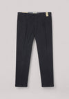 PANTALONE UOMO MISTO LINO SLIM FIT CON PINCES BLU NAVY